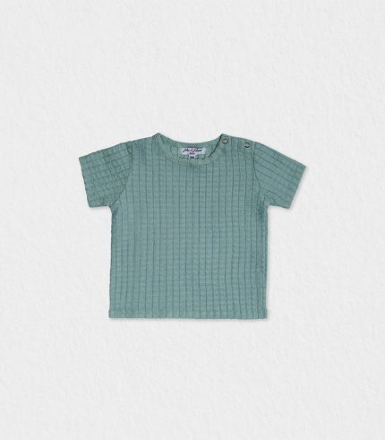Mint green baby boy t-shirt with embossed stripes