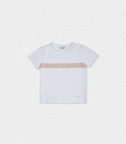 Baby boy t-shirt in mint green with embossed stripe pattern