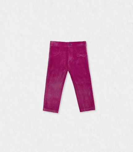 Baby girl pants in soft corduroy with bow, skinny fit, adjustable waistband