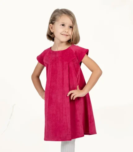 Girls corduroy dress in soft brown fabric, perfect for casual outings in Dubai.