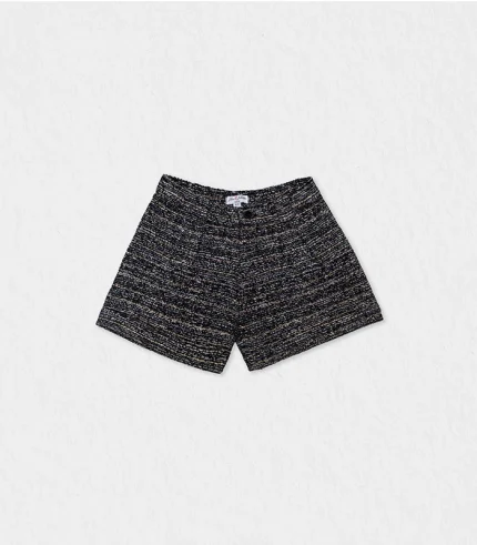 Chic girls black tweed shorts with tailored fit – perfect for smart casual looks