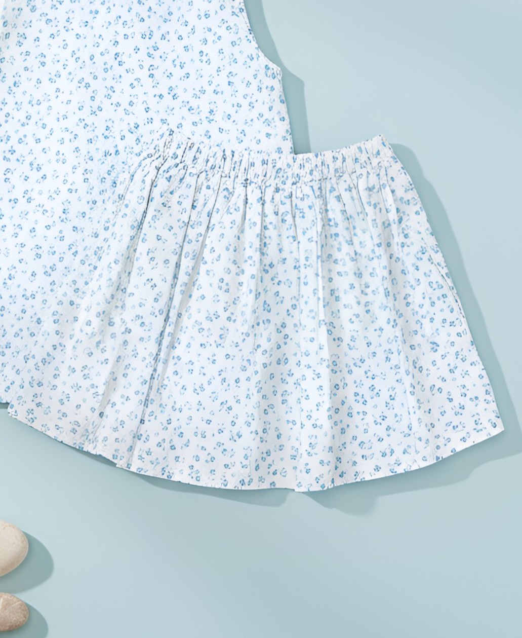 SKIRT-PHILO-FLOWERY-AQUA-BLUE-1-CROP cotton summer girl skirt babywear
